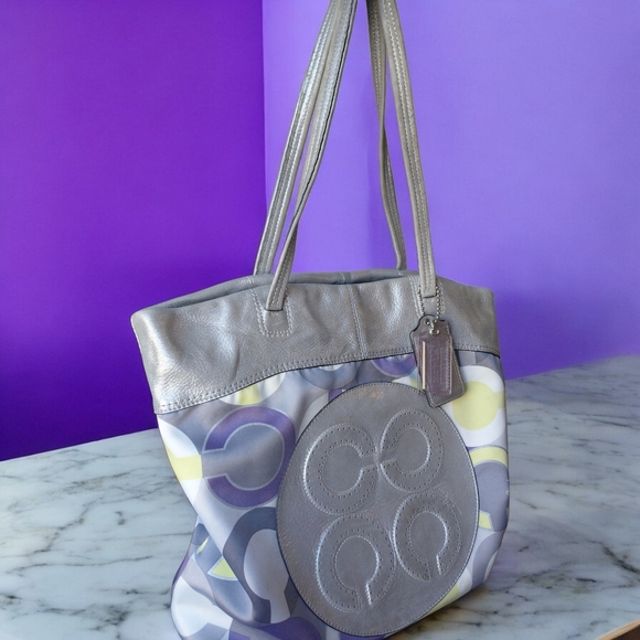 Coach Julia Op Art Signature Shoulder Tote - Picture 2 of 14